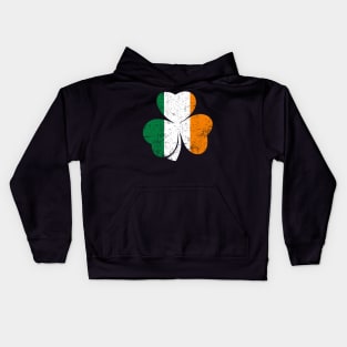 St Patrick's Day Shirt Women's Ireland Shamrock Distressed Irish Flag Clover Kids Hoodie